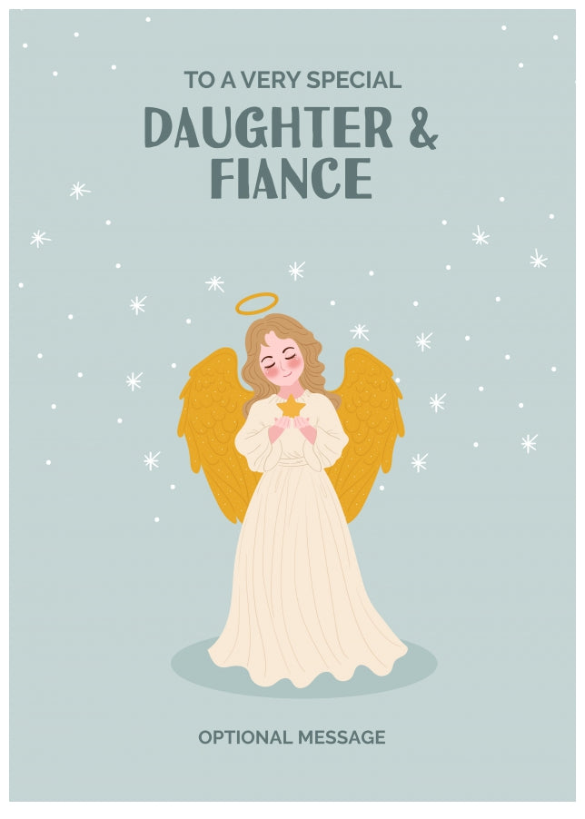 Festive Angel Christmas Card for Daughter & Fiance - Traditional Cards