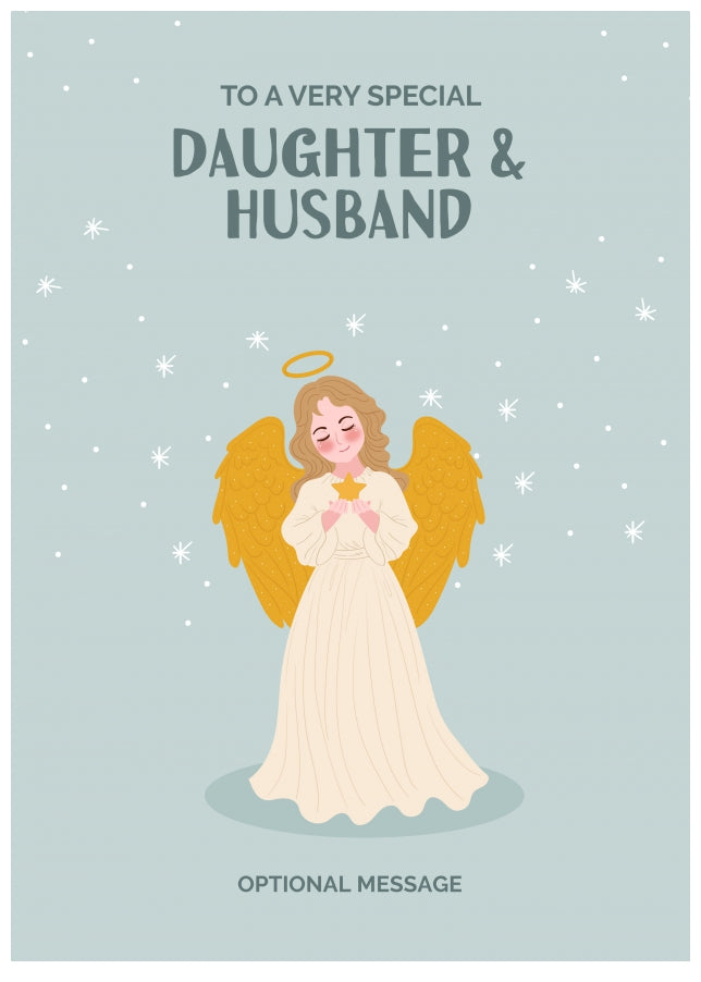 Festive Angel Christmas Card for Daughter & Husband - Traditional Cards