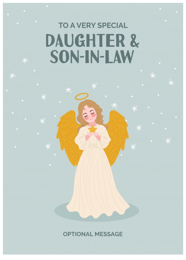 Festive Angel Christmas Card for Daughter & Son-in-law - Traditional Cards