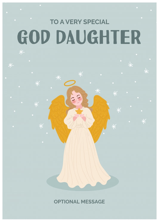 Festive Angel Christmas Card for God Daughter - Traditional Cards