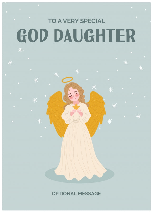 Festive Angel Christmas Card for God Daughter - Traditional Cards