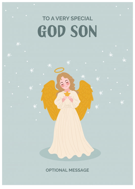 Festive Angel Christmas Card for God Son - Traditional Cards