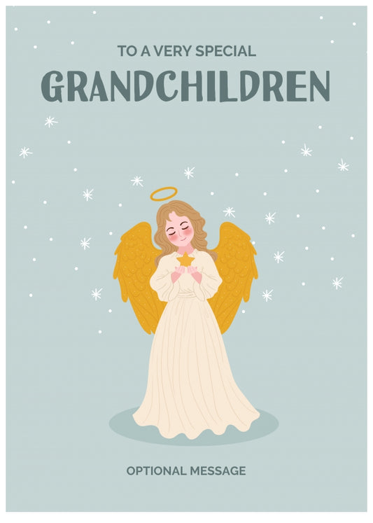 Festive Angel Christmas Card for Grandchildren - Traditional Cards