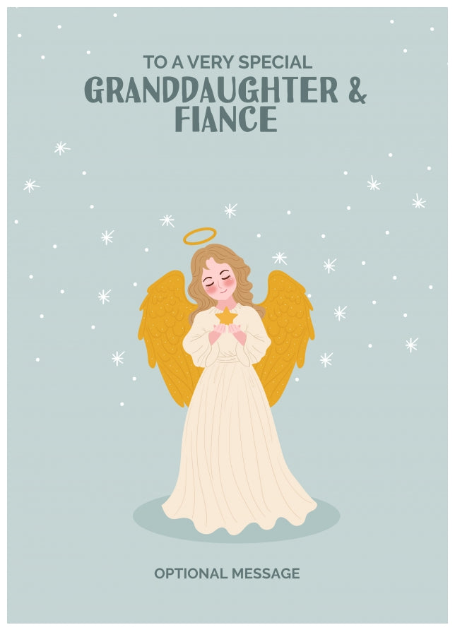 Festive Angel Christmas Card for Granddaughter & Fiance - Traditional Cards