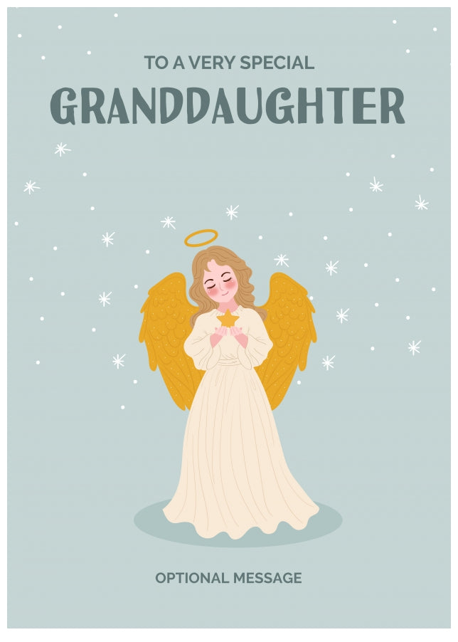 Festive Angel Christmas Card for Granddaughter - Traditional Cards