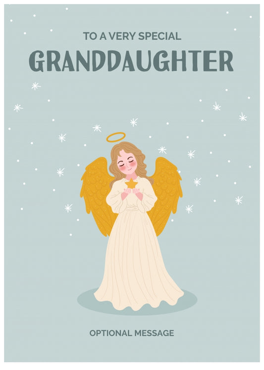 Festive Angel Christmas Card for Granddaughter - Traditional Cards