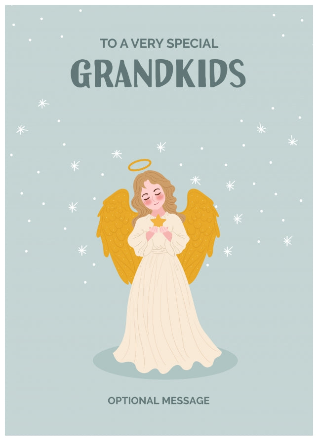 Festive Angel Christmas Card for Grandkids - Traditional Cards