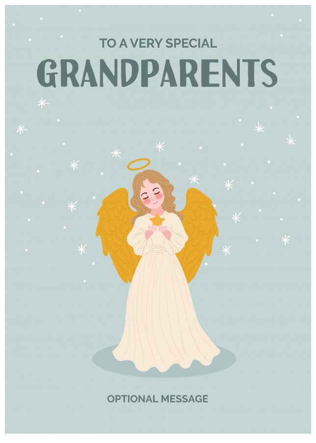 Festive Angel Christmas Card for Grandparents - Traditional Cards