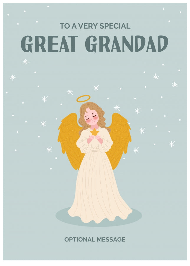 Festive Angel Christmas Card for Great Grandad - Traditional Cards