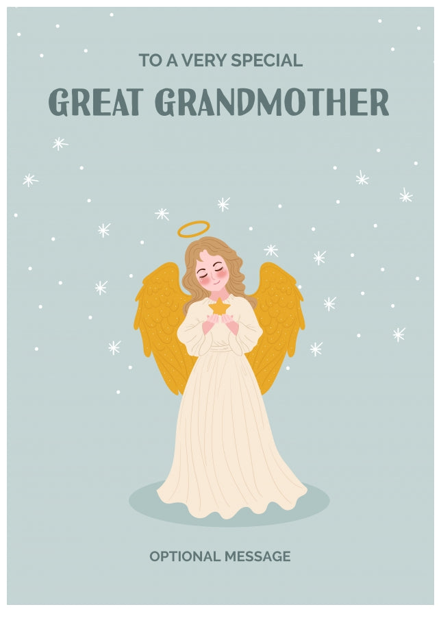 Festive Angel Christmas Card for Great Grandmother - Traditional Cards