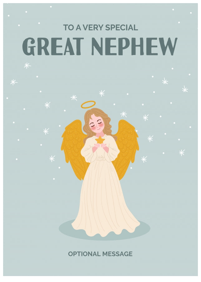 Festive Angel Christmas Card for Great Nephew - Traditional Cards