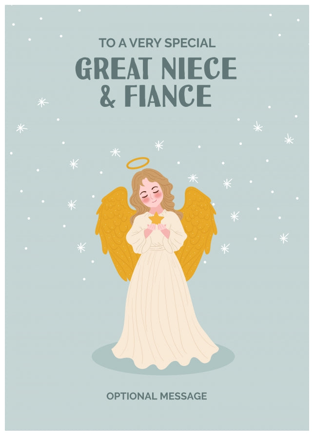 Festive Angel Christmas Card for Great Niece & Fiance - Traditional Cards