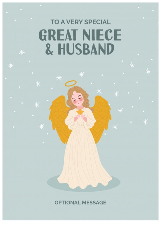 Festive Angel Christmas Card for Great Niece & Husband - Traditional Cards