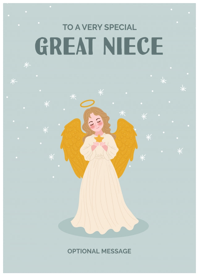 Festive Angel Christmas Card for Great Niece - Traditional Cards