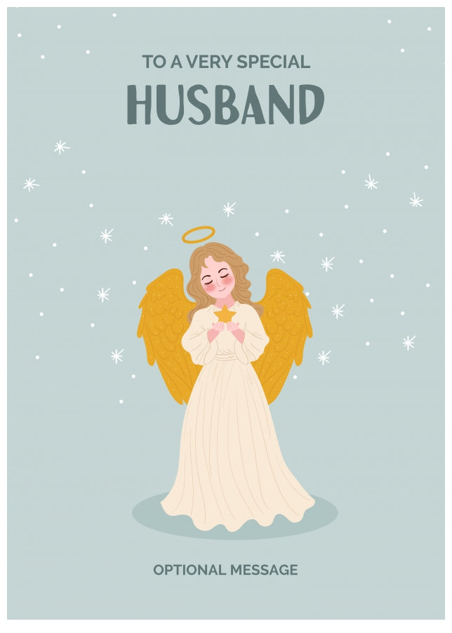 Festive Angel Christmas Card for Husband - Traditional Cards