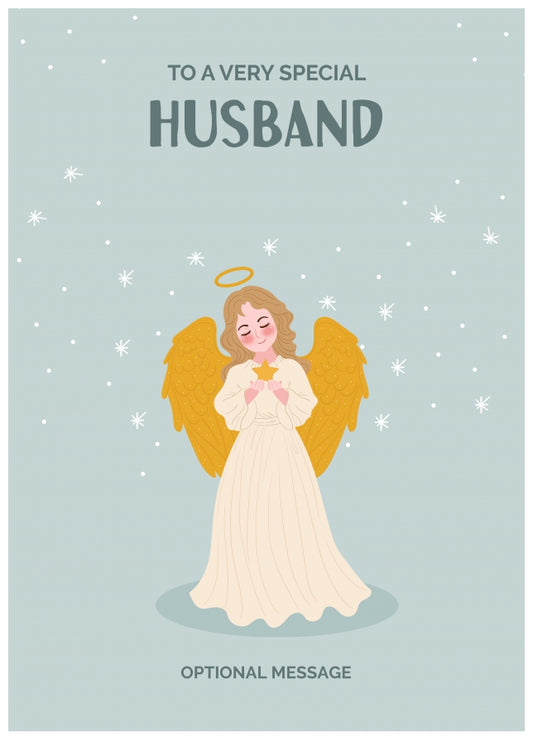 Festive Angel Christmas Card for Husband - Traditional Cards