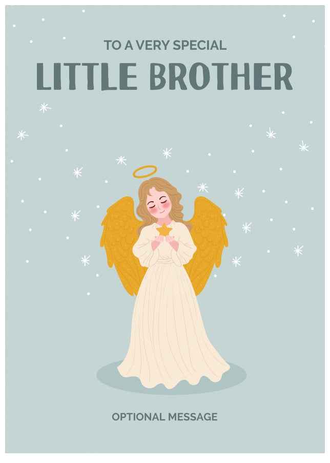 Festive Angel Christmas Card for Little Brother - Traditional Cards