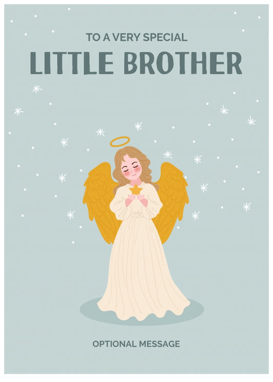 Festive Angel Christmas Card for Little Brother - Traditional Cards