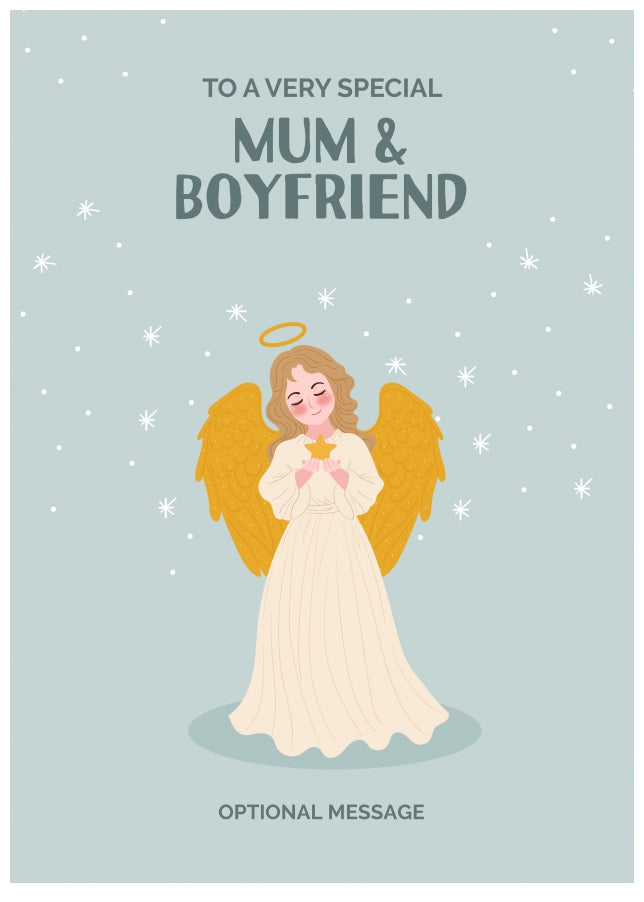 Festive Angel Christmas Card for Mum & Boyfriend - Traditional Cards