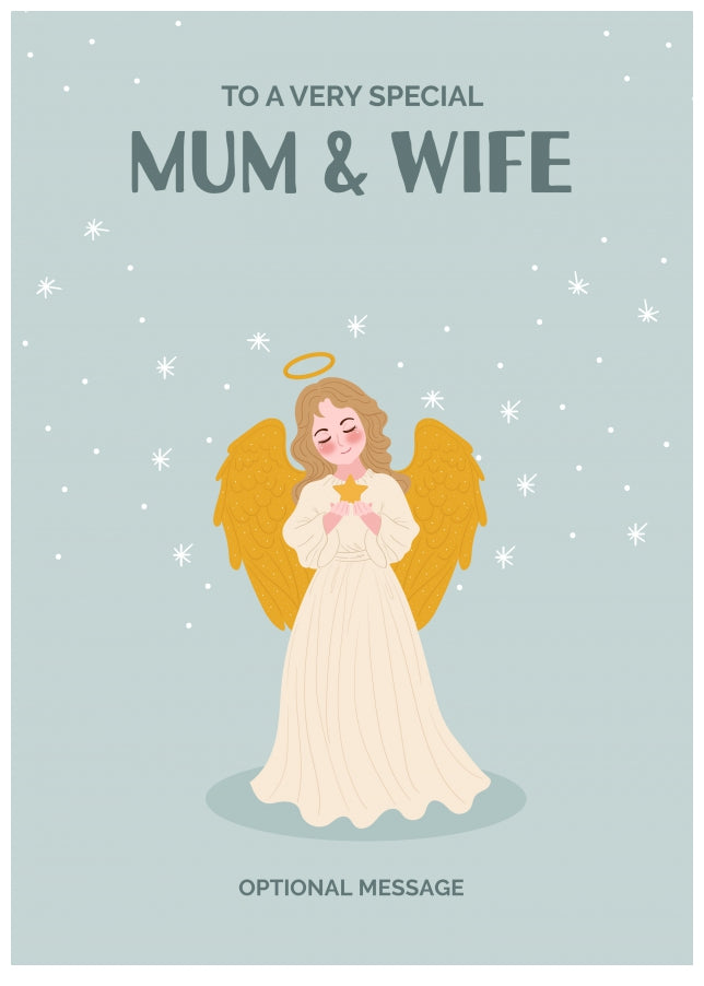 Festive Angel Christmas Card for Mum & Wife - Traditional Cards