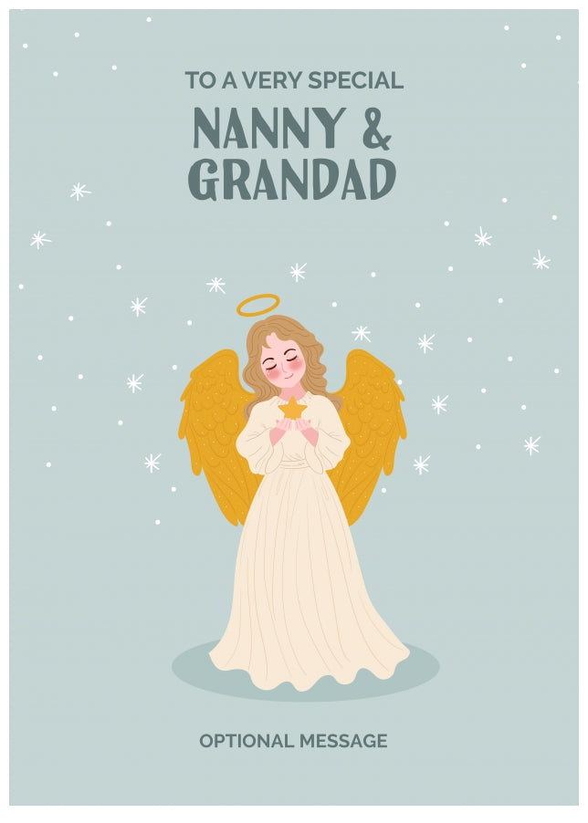 Festive Angel Christmas Card for Nanny & Grandad - Traditional Cards