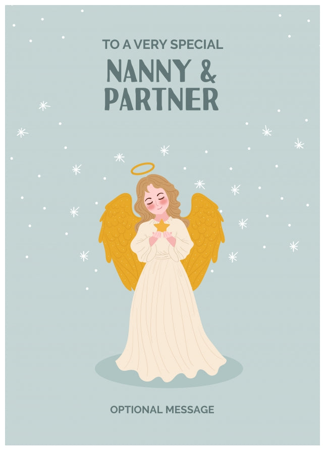 Festive Angel Christmas Card for Nanny & Partner - Traditional Cards