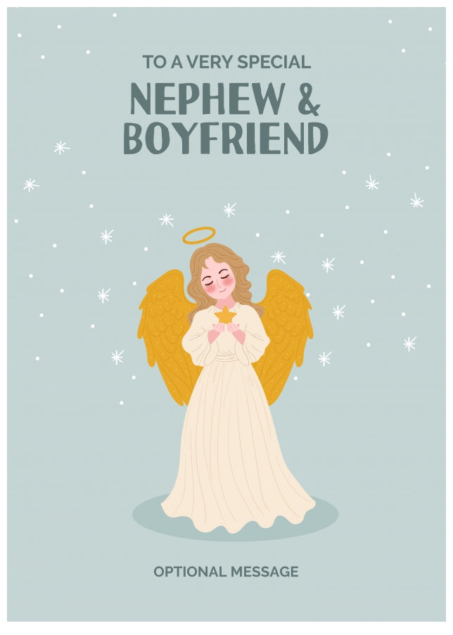 Festive Angel Christmas Card for Nephew & Boyfriend - Traditional Cards