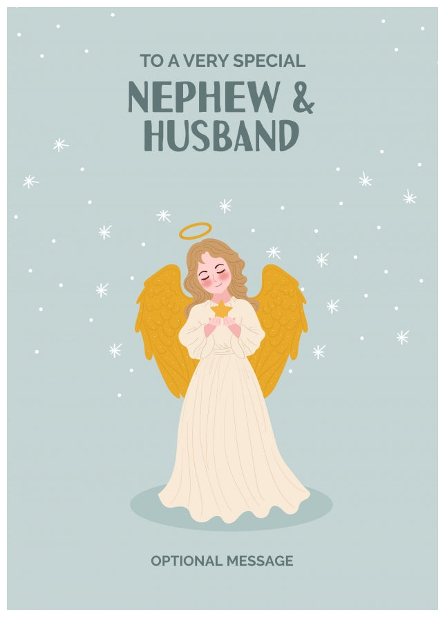 Festive Angel Christmas Card for Nephew & Husband - Traditional Cards