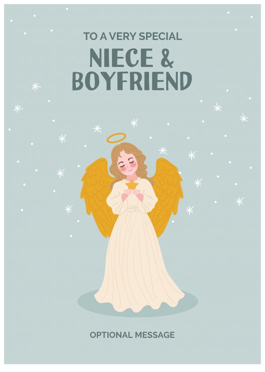 Festive Angel Christmas Card for Niece & Boyfriend - Traditional Cards