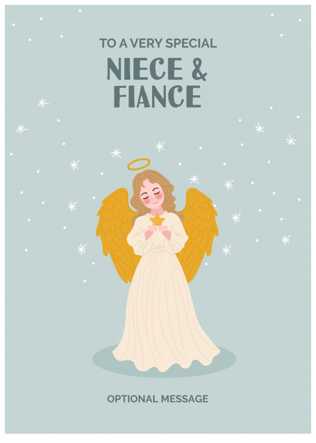 Festive Angel Christmas Card for Niece & Fiance - Traditional Cards