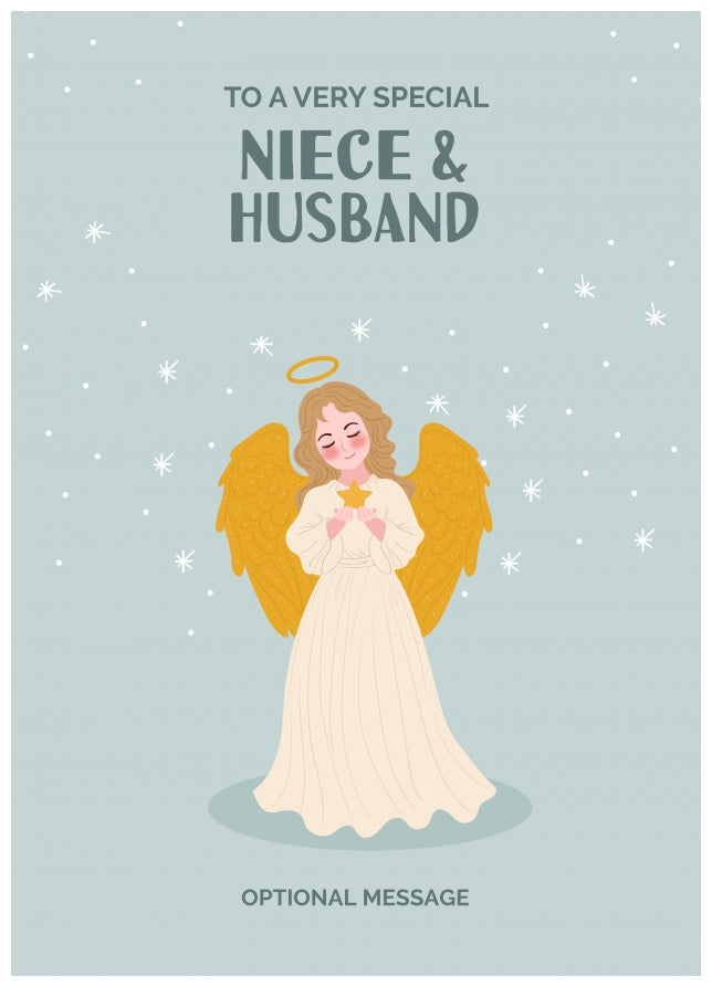 Festive Angel Christmas Card for Niece & Husband - Traditional Cards