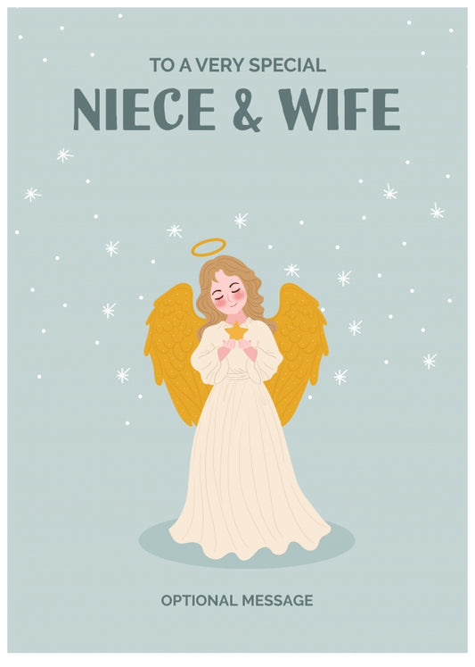 Festive Angel Christmas Card for Niece & Wife - Traditional Cards