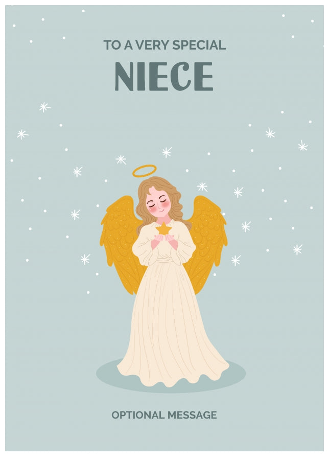 Festive Angel Christmas Card for Niece - Traditional Cards