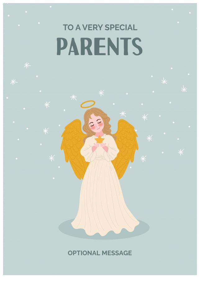 Festive Angel Christmas Card for Parents - Traditional Cards