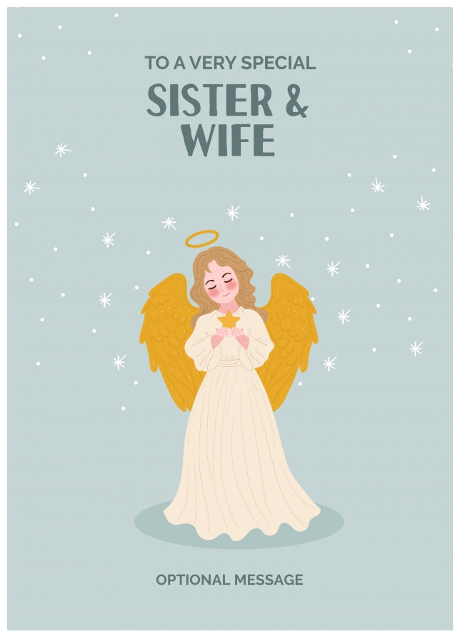 Festive Angel Christmas Card for Sister & Wife - Traditional Cards