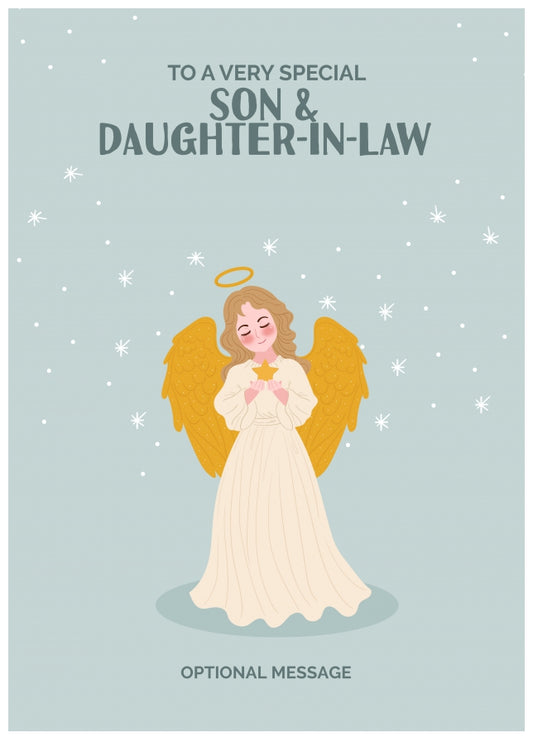 Festive Angel Christmas Card for Son & Daughter-in-law - Traditional Cards