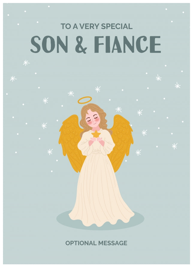 Festive Angel Christmas Card for Son & Fiance - Traditional Cards