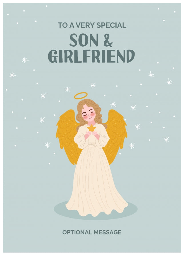 Festive Angel Christmas Card for Son & Girlfriend - Traditional Cards