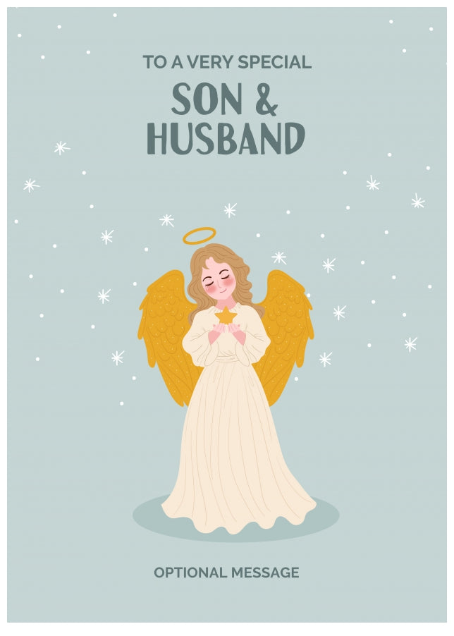 Festive Angel Christmas Card for Son & Husband - Traditional Cards