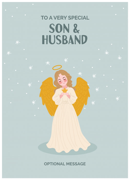 Festive Angel Christmas Card for Son & Husband - Traditional Cards