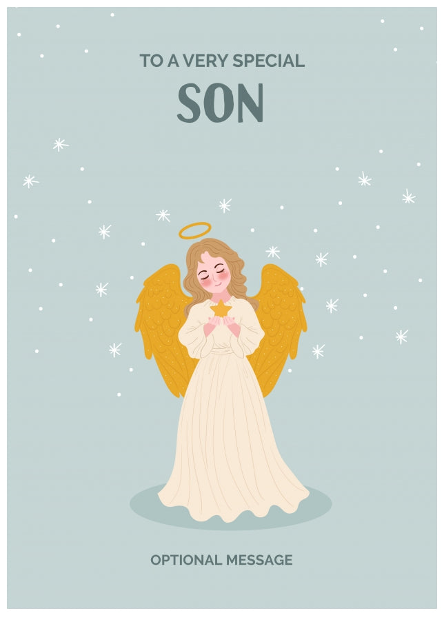 Festive Angel Christmas Card for Son - Traditional Cards