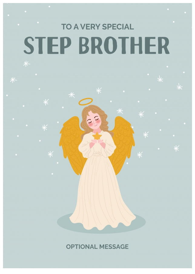 Festive Angel Christmas Card for Step Brother - Traditional Cards