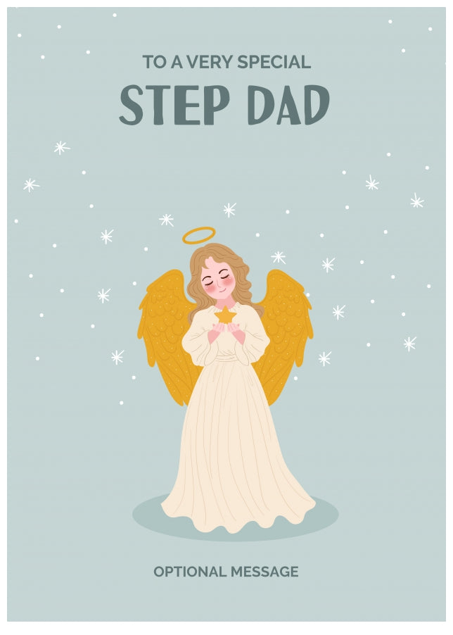 Festive Angel Christmas Card for Step Dad - Traditional Cards