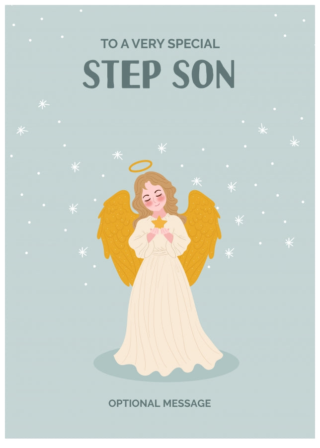 Festive Angel Christmas Card for Step Son - Traditional Cards