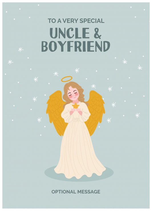 Festive Angel Christmas Card for Uncle & Boyfriend - Traditional Cards