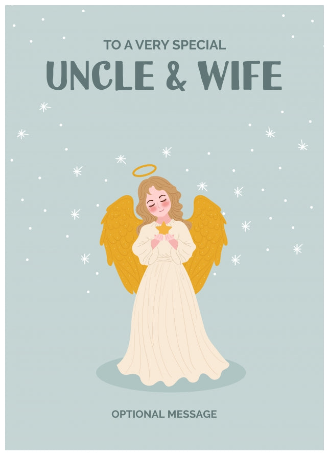 Festive Angel Christmas Card for Uncle & Wife - Traditional Cards