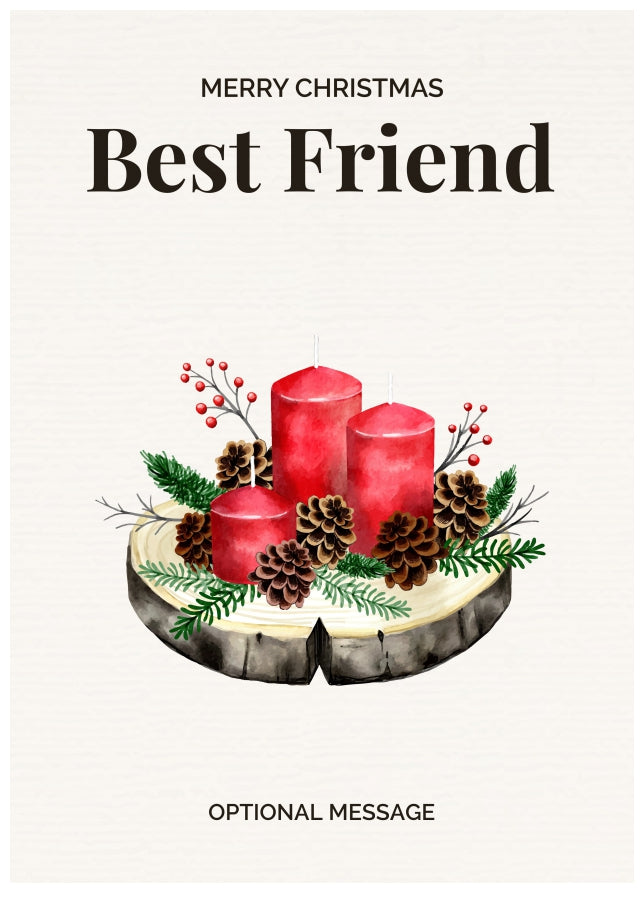 Best Friend Christmas Card Displaying Festive Candles