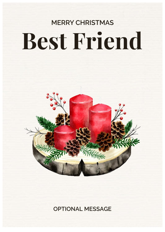 Best Friend Christmas Card Displaying Festive Candles