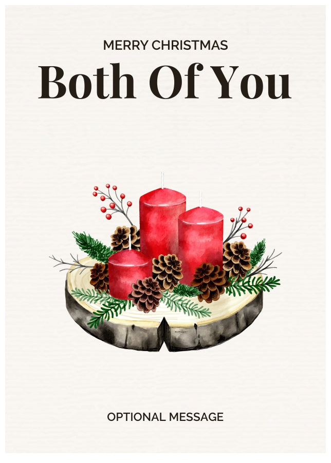 Both Of You Christmas Card Displaying Festive Candles