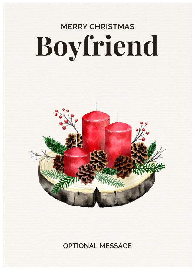 Boyfriend Christmas Card Displaying Festive Candles